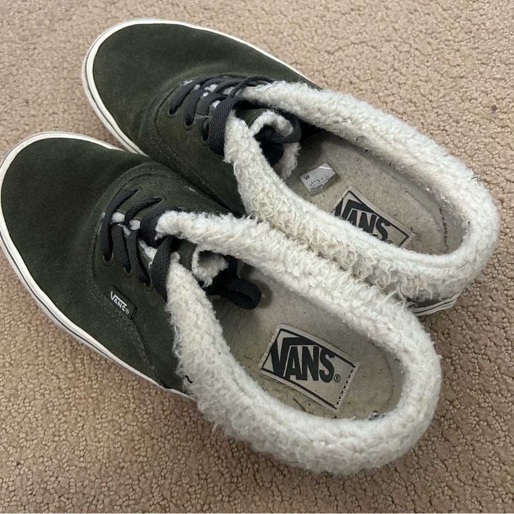 Women’s 7.5 Vans Old Skool Suede Sherpa Grape Leaf Green - Picture 3 of 8